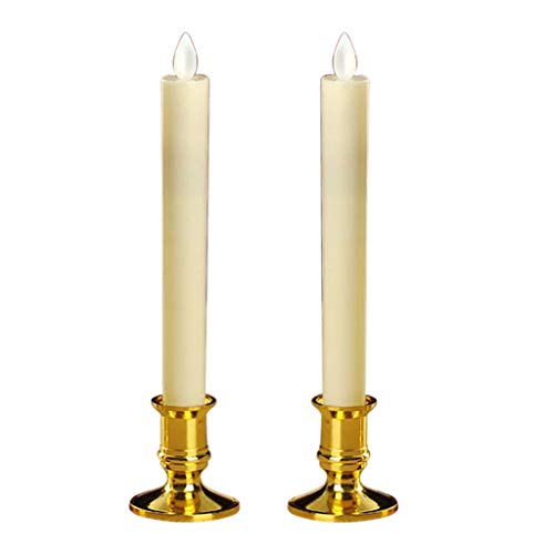 CALANDIS 2pcs Warm LED Candle Romantic Swing Flame Real Candles Home Wedding Gold A