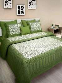 140Tc Pure Cotton Double BedSheet with Two Pillow Covers | 90 X 100 Inches |EXL-130|(Green)