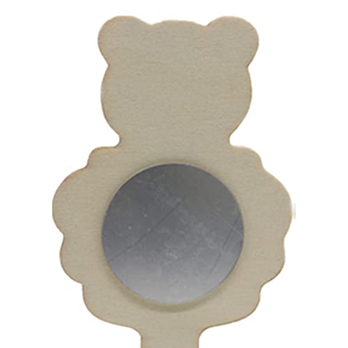 Pinakine 10Pcs Unpainted Unfinished Wooden Mirror Handmade Handheld Makeup Mirror(59044824PNK)