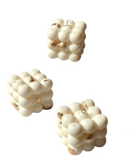 Bubble Candles Set of 3 | 100% Soy Wax | Scented | Home Decor | White