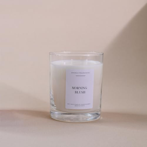 Amara Fragrance Morning Blush Scented Candle - Long-Lasting Aromatherapy, Hand-Poured Natural Soy Wax, Relaxing Fragrance for Home & Office (Peppermint Green Tea)