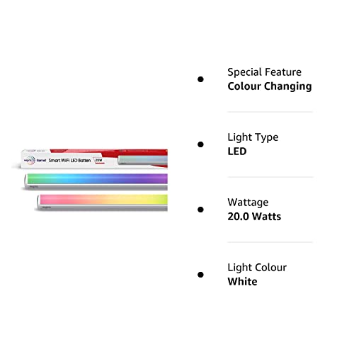 Wipro Next Smart Wi-Fi 20W CCT+RGB LED Polycarbonate | 16M Colours | White Tunable | Dimmable |Scheduling |Scene Creation |Smart Grouping of Lights |Amazon Alexa & Google Asst. Compatible |Pack of 1