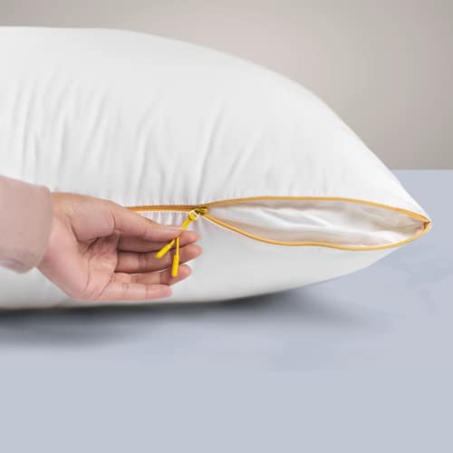 SleepyCat Microfiber Cloud Pillow with Adjustable Zipper Set of 2 (Standard Size, 27x18 Inches) White