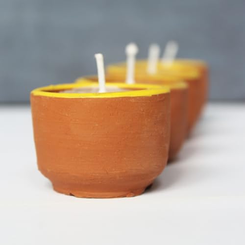 CRAFTLIPI Natural Terracotta Cup Candles,Set of 12