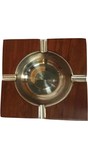 Square Wooden Designer Home and Office Ashtray for Cigar and Cigarettes 38% off Wooden Brown