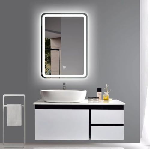 TINITALO Bathroom LED Mirror Home Mirror Wall Mirror with Touch Sensor, 3 Light Effects, Glass, Rectangular LED-85 (18 x 36 Inch)