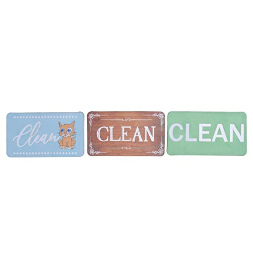 Ubersweet® Dishwasher Magnet Clean Dirty Sign Scratch Resistant Flexible Cute Double Sided 3 Pcs for Home Kitchen Decoration (Combination Two)