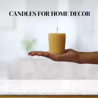 The Decor Affair 1 Pcs Testament to Refinement and Grandeur, This Long-Lasting Golden Decorative Beaded Candle Bestows an Aura of Timeless Beauty