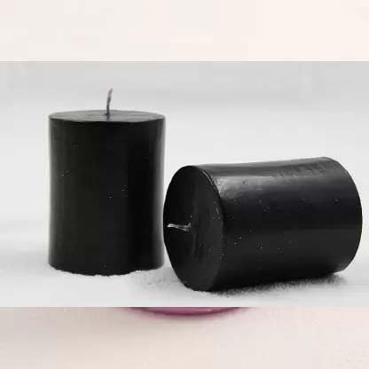 CD Crafts Pillar Candles Set of 6 | Dripless | Smokeless | Odourless | Pillar Candles for Home Decor (Black Pillar),(2 by 4 inches)