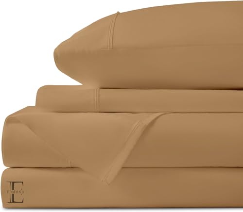 EDMUND -Queen Size Cotton Bedsheet | 600 TC Egyptain Cotton Bedsheet Set Queen Size Bedsheet (92"X102" Inches) with 2 Pillow Covers |Queen Size -Beige