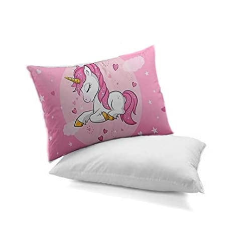 ZAVEZA HOME KART Zaveza - Soft Velvet Unicorn Pillowcase Baby Pillows For Sleeping, Girls & Boys (Size-12 X 18 Inches) Pink