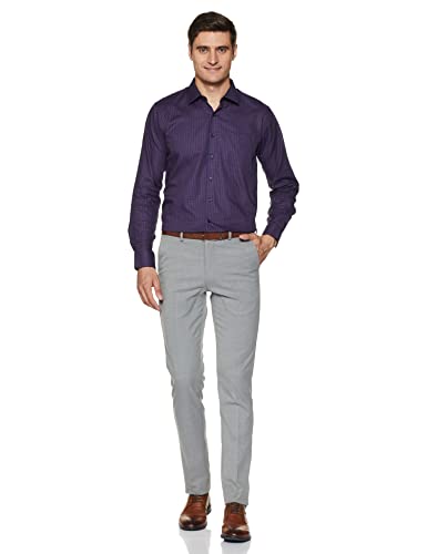 Van Heusen Men's Striped Slim Fit Shirt (VHSFRSLBW08297_Multi-Purple 42)