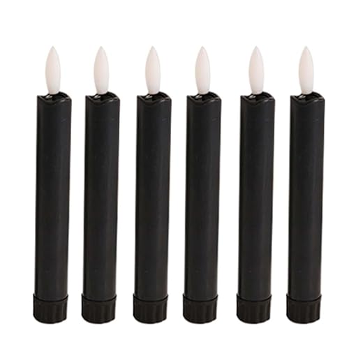 SAZ DEKOR 6X LED Pillar Candles Decor Flameless Candles for Holiday Halloween New Year Black