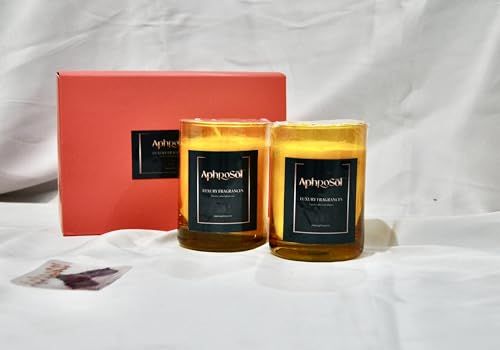 AphroSol Luxury Fragrances Scented Jar Candles Gift Set || Set of Two jar Candles || Jasmine and Lavender Fragrance