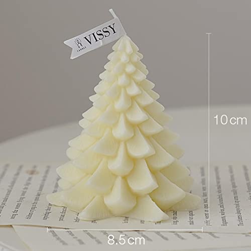 SAZ DEKOR Christmas Tree Wax Scented Candle Creative Curve Home Decor Prop Milky White