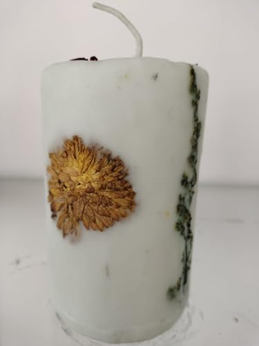 Large Pillar 425 Grams Flower White Colour Organic Hand Made Natural Aromatic Candle, Made with100% Soy Wax, for Home Decor, Diwali, Birthday, Anniversary, Christmas, New Year