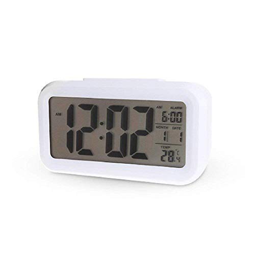 Dev Mirror Finish Digital Clock with Dual Power Option (Rectangle) White