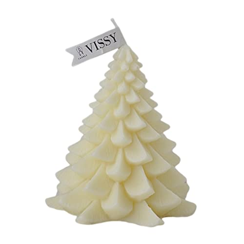 SAZ DEKOR Christmas Tree Wax Scented Candle Creative Curve Home Decor Prop Milky White