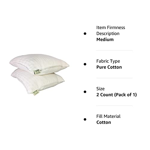 GPGP Pure Semal Cotton Pillows - Sleeping Pillows (Filled with Silk Cotton), White - Set of 2