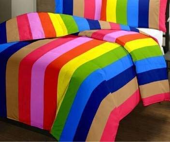 WONDERLOOK 100% Reversible Single Bed AC Blanket/Dohar/Combo Set of 2 Pc (Rainbow Colors Print)