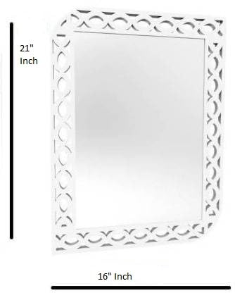 VAS Collection MDF Mirror Frame Fro Wall Decor,Bedroom,Living Room,Bathroom & Hallway,21"x16"(White)