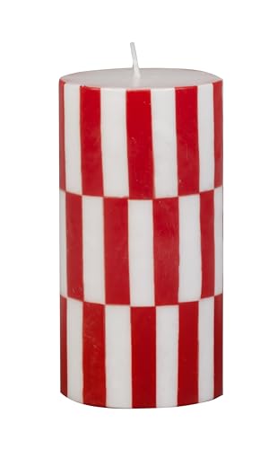 Biedermann & Sons Pillar Candles Decorative Red & White Christmas Candle, Set of 6, Party Stripe