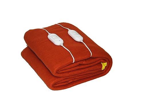 LERV’S CollEctioN Classic Super Soft Polyester Double Bed Polar Heating Electric Blanket/Bed Warmer (60 X 60) Inches, Orange, Skin Friendly