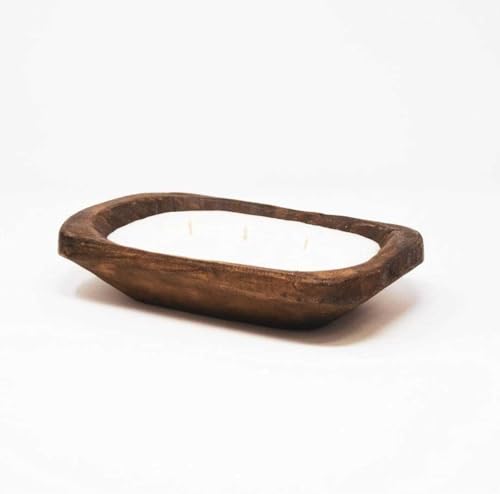 Wooden Dough Bowl Candle