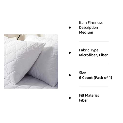 Durafeel Soft Microfiber Quilted Pillow for Sleeping, 17x27 inch, White, Pack of 6