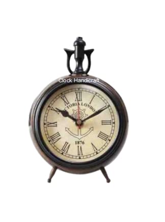 AHSKY Clock Handicraft Wooden Antique Table Clock Stylish Black 6 Inches