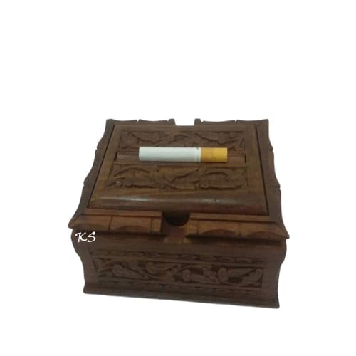 Zeguard Handicraft Wooden Hand Crafted Antique Cigarette Magic Box/Case Handmade Pure Sheesham Delight Magic Wooden Cigarette Dispenser(Brown) Pack Of 1