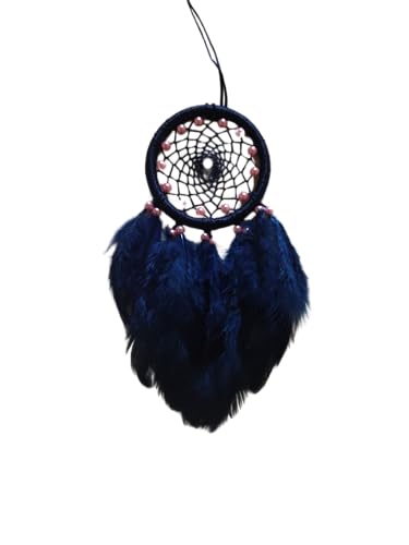 UV HANDICRAFTS Dark Blue Dream Catcher Handmade Hangings for Positivity Ideal for Home Decor, Gift, Wall Hangings, Meditation Room, Yoga Temple, Wind Chime & Car Feather Hanging(Pack of 1)