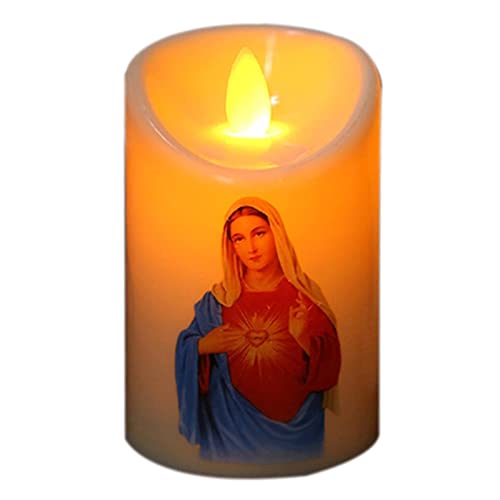 ATORSE® Electronic Candle Flameless Pillar Light Decoration Sacred Heart Female