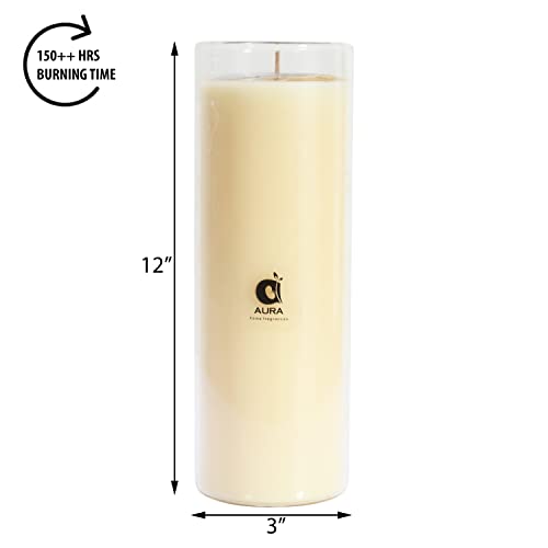 AURA Utility BOROSLATE Glass UNSCENTED Soy Wax Candle VASE - Pack of 3 Ivory