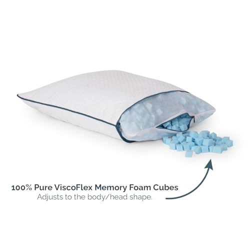 UrbanBed i-Cubes Soft Pillow with Height Adjustable Memory Foam Cubes | UltraFresh Treated Washable Cover | Pack of 1- White