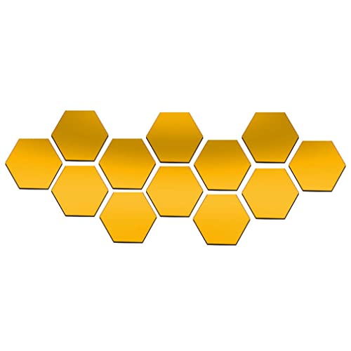 ATORSE® 60Pcs 3D Hexagon Acrylic Mirror Wall Stickers DIY Wall Decor Gold 40X23Cm