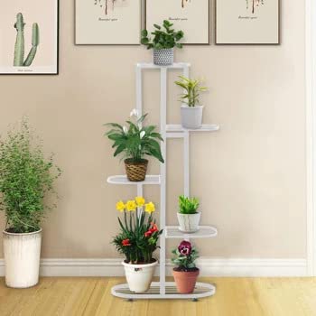 Trendy Decor Attractive Multi Tired Plant Stand Indoor/Outdoor, Multipurpose Stand, Racks, Planter Stand (90X25X47) (White)