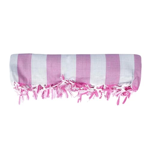 SilkXone Cotton Silky Soft Organic Bhagalpuri Dull chadar Blanket for All Season Blanket, (Pink-Grey Stripe), Pack of 1 (X-Lrgea)