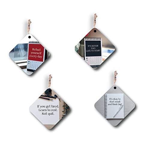 woopme® 4 PCs Motivational Quotes Printed Wall Hanging For Home Office Restaurant Hall Wall Decor (8 x 8 Inch.)