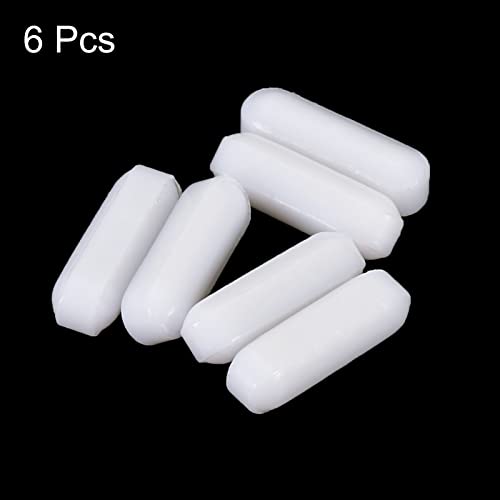 MECCANIXITY Magnetic Stirrer Mixer Stir Bar Rod 10mm/0.39" Cylinder Shape PTFE Coating Magnet White for Laboratory 6Pcs