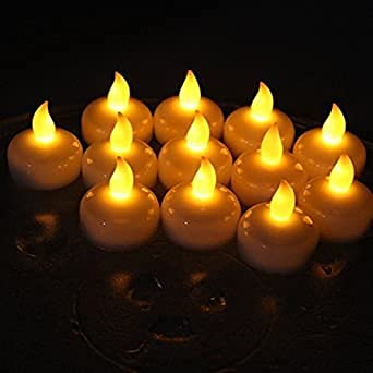 Veecraft Water Sensored Diyas and Candles, Flameless/Smokeless/Battery Operated Tea Light Water Floating Candles for Home Decoration, Diwali, Christmas, Valentines (Yellow, Pack of 24)