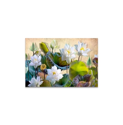 GADGETS WRAP Canvas Gallery Wrap Framed for Home Office Studio Living Room Decoration (14x11inch) - White Lotus