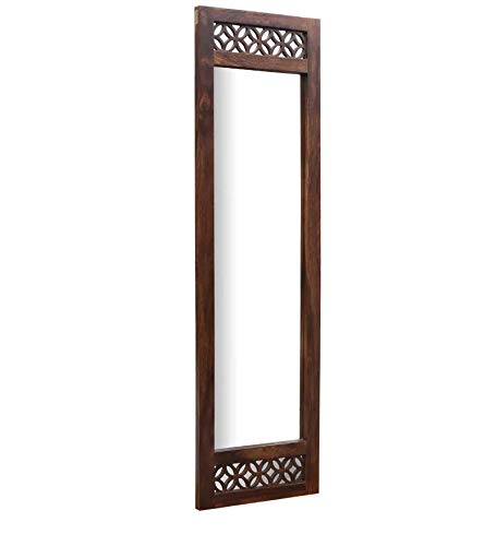 APRODZ Durque Full Length Mirror with Carved Sheesham Wood Frame - Provincial Teak Finish