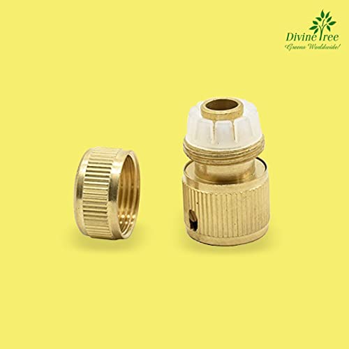 Brass Hose Connector by Divine Tree 1/2 Inch Hose Nozzle Garden Water Hose Quick Connector Universal for Quick Hose Pipe Fitting 1/2 inch Quick Connector