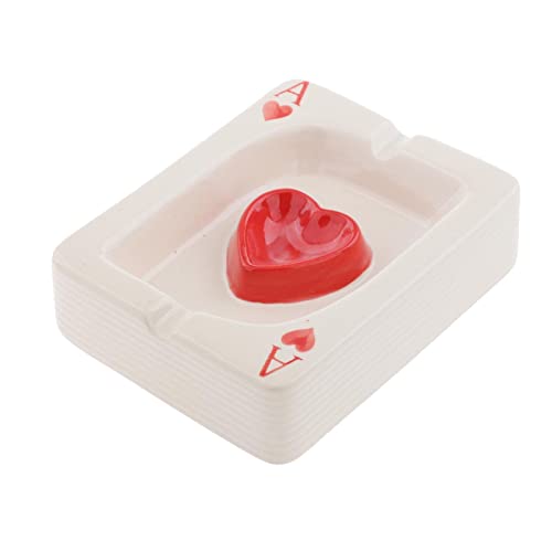 LR Decor E-Shop Ceramic Ashtray Poker Desktop Modern Craft Ornament Ash Tray Red