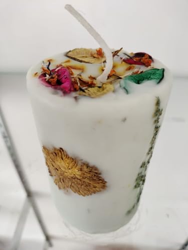 Large Pillar 425 Grams Flower White Colour Organic Hand Made Natural Aromatic Candle, Made with100% Soy Wax, for Home Decor, Diwali, Birthday, Anniversary, Christmas, New Year