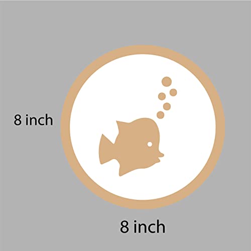 DOTME Cute Fish Wooden With Vinyl Sticker Decorative Design Wall Decor For Home Kids Bedroom Living Room Hall DIY Art 8 INCH (White)