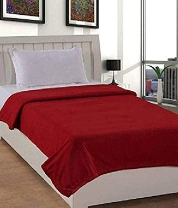 Bezzilish Home 100% Wool Solid Single Fleece Blankets (Pack of 2, Red)