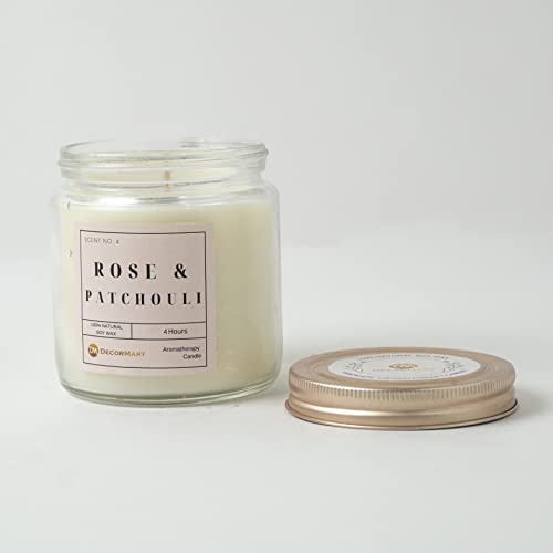 The Decor Mart Rose Patchouli Scented Candle Jar with Lid