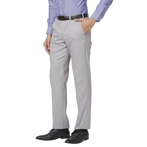 Park Avenue Men's Regular Fit Polyviscose Blend Structure Pattern Flat Front Formal Trouser (Size: 76)-PMTX07666-F2